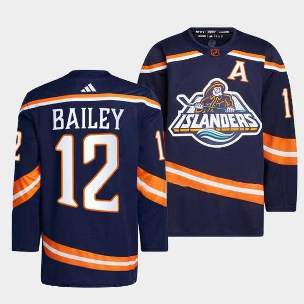 Men%27s New York Islanders #12 Josh Bailey 2022 Navy Reverse Retro 2.0 Stitched Jersey->st.louis blues->NHL Jersey